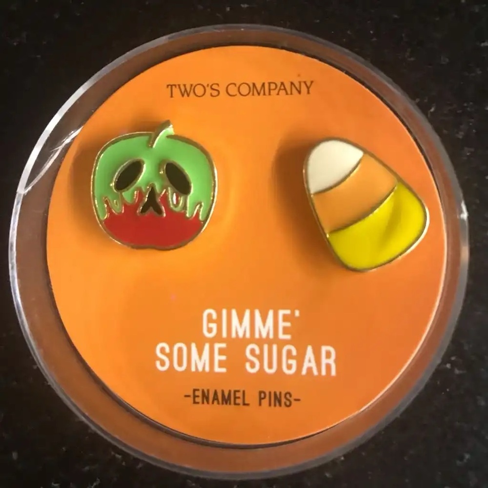 Two’s Company “Gimme Some Sugar” Enamel Pins Candy Apple & Candy Corn